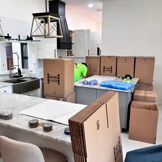 Packed boxes ready for an office move